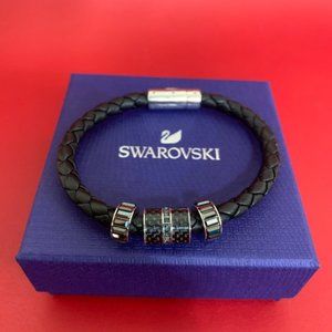 Swarovski Men’s Leather and Crystal Bracelet